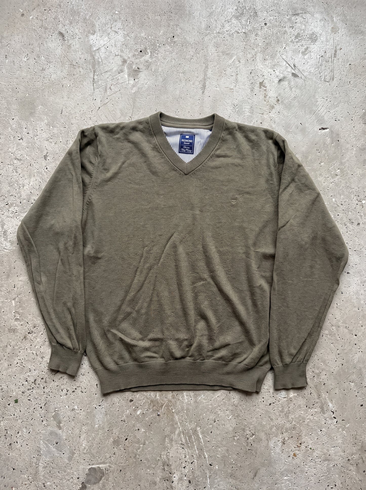 Redmond Herren Pullover V-Ausschnitt Olivgrün