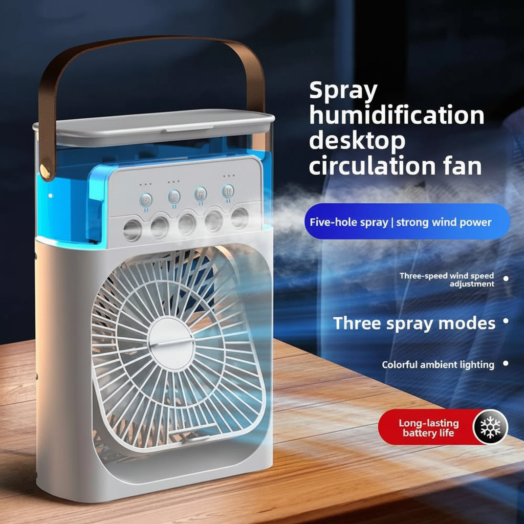 Desktop Humidifier & Desk Fan USB Mini Air Cooler for Bedroom Use